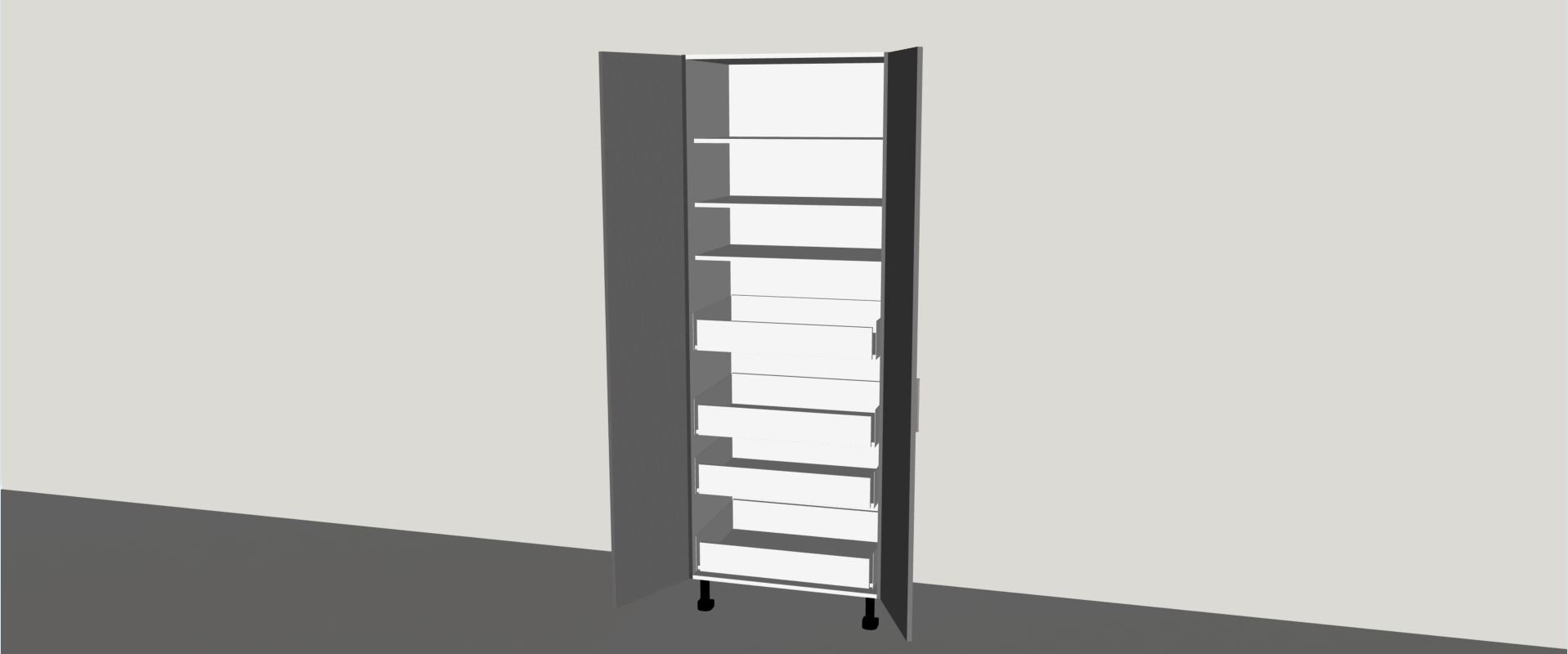 Tall inner drawer pantry - 2 door - 800mm wide ...